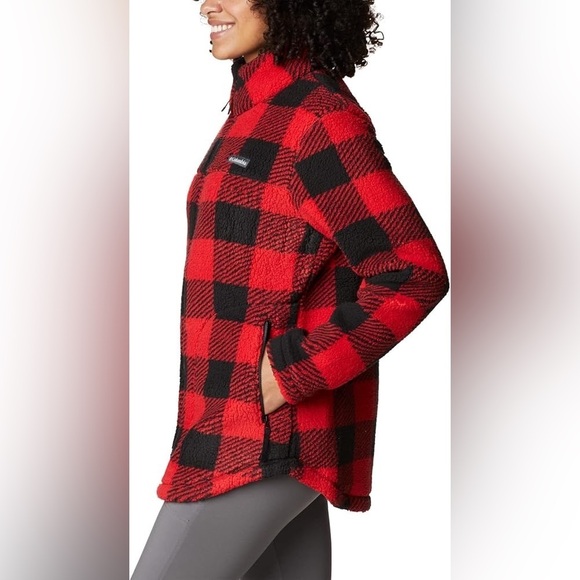 NWT Columbia Women's West Bend Full Zip Red Lily Check Print Size Medium - Picture 3 of 13